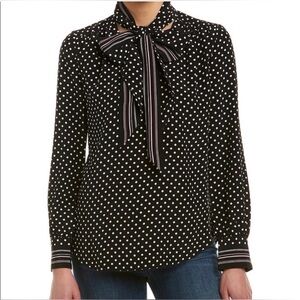 ▪️Trina Turk▪️Polka Dot Print Neck-Tie Blouse